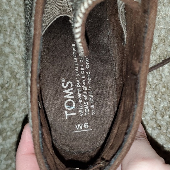TOMS Brown Wedge Lace Up Bootie - Picture 8 of 8